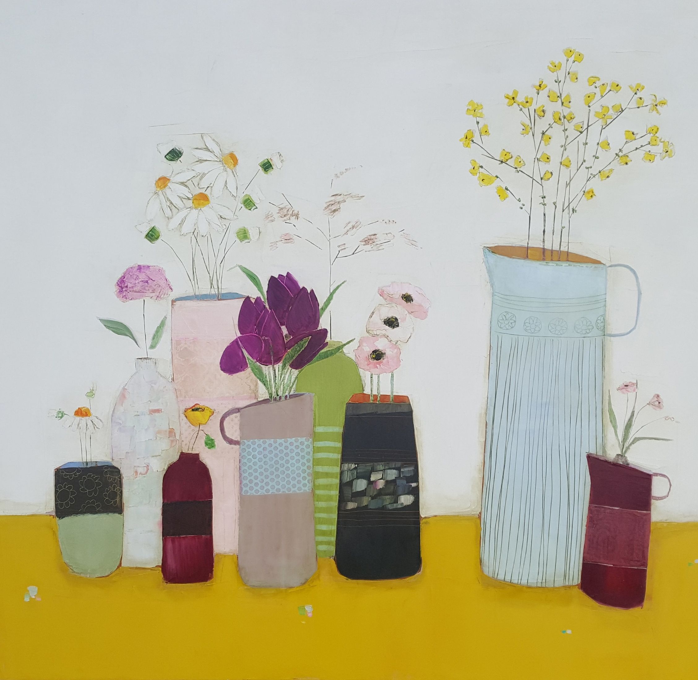 Eithne  Roberts - Large blue jug and other blooms 